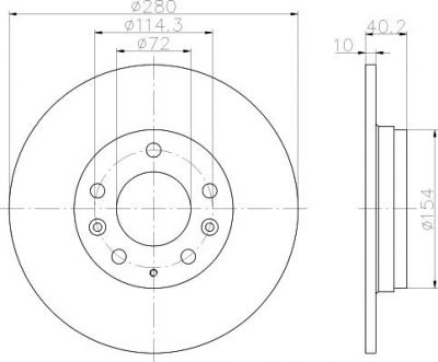 HELLA Диск тормозной MAZDA 6 07>/MX-5 08>/MAZDA 323 01>04/MAZDA 626 99>02 задний (G25Y26251, 8DD355110-381)