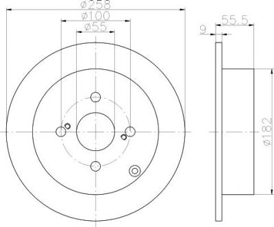 HELLA Диск тормозной TOYOTA COROLLA (E12) 1.4-1.8 02- задний (4243102070, 8DD355110-471)