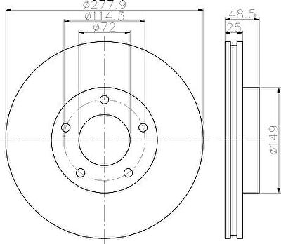 HELLA Диск тормозной MAZDA 3 1.4/1.6 03>/MAZDA 5 15