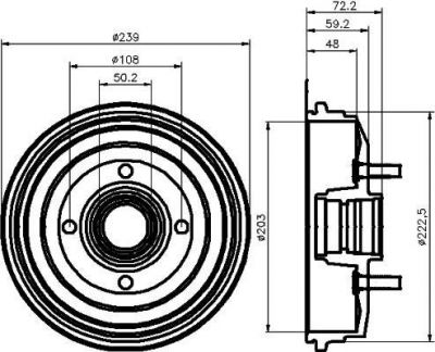 Hella 8DT 355 300-191 тормозной барабан на FORD FIESTA фургон (FVD)