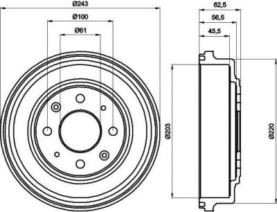 Hella 8DT 355 300-231 тормозной барабан на HONDA CONCERTO седан (HWW)