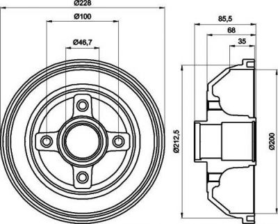 Hella 8DT 355 300-401 тормозной барабан на OPEL CORSA C (F08, F68)