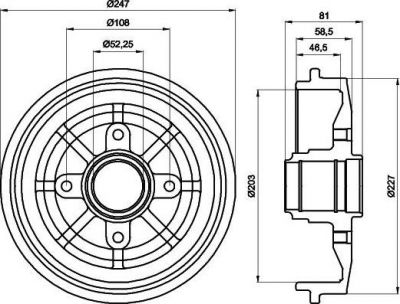 Hella 8DT 355 300-481 тормозной барабан на PEUGEOT 306 Наклонная задняя часть (7A, 7C, N3, N5)