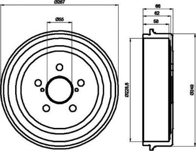 Hella 8DT 355 300-501 тормозной барабан на TOYOTA AVENSIS (_T22_)