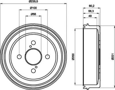 Hella 8DT 355 300-511 тормозной барабан на TOYOTA COROLLA (_E11_)