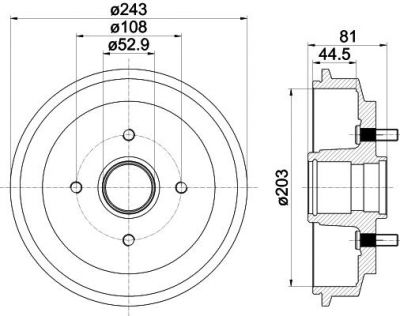 Hella 8DT 355 300-601 тормозной барабан на FORD FUSION (JU_)