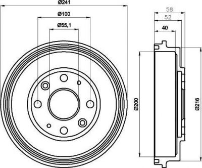 Hella 8DT 355 300-761 тормозной барабан на MAZDA 323 C IV (BG)