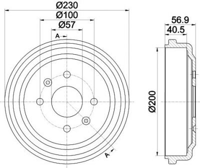 Hella 8DT 355 300-961 тормозной барабан на CHEVROLET AVEO седан (T200)
