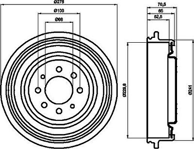 Hella 8DT 355 301-271 тормозной барабан на RENAULT SCЙNIC I (JA0/1_)