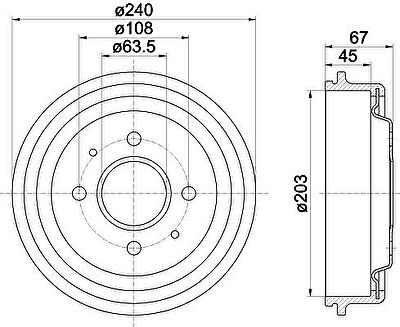 Hella 8DT 355 301-371 тормозной барабан на FORD FIESTA фургон (JV_)