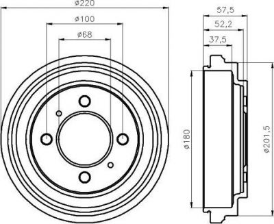 Hella 8DT 355 301-481 тормозной барабан на NISSAN SUNNY III Hatchback (N14)