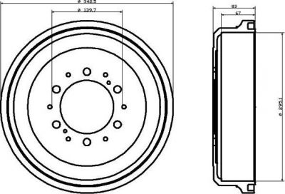 Hella 8DT 355 301-491 тормозной барабан на TOYOTA DYNA автобус (LY1_, _H8_)