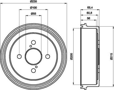 Hella 8DT 355 301-501 тормозной барабан на TOYOTA COROLLA (_E11_)