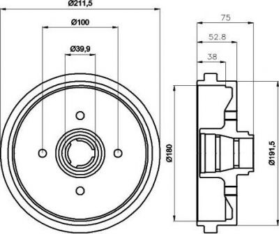 Hella 8DT 355 301-631 тормозной барабан на VW POLO CLASSIC (6KV2)