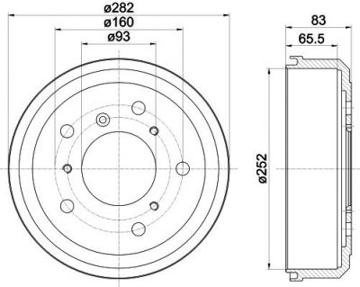 Hella 8DT 355 301-651 тормозной барабан на VW LT 28-35 I автобус (281-363)