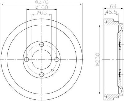 Hella 8DT 355 301-691 тормозной барабан на VW GOLF III (1H1)