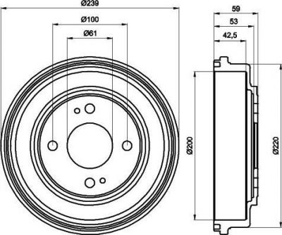 Hella 8DT 355 301-981 тормозной барабан на HONDA CIVIC VII седан (ES)