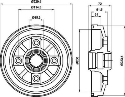 Hella 8DT 355 302-021 тормозной барабан на MAZDA 626 II (GC)