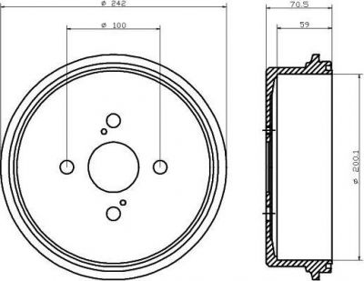 Hella 8DT 355 302-111 тормозной барабан на TOYOTA TERCEL (AL2_)