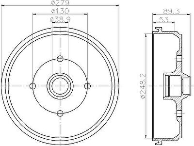 Hella 8DT 355 302-211 тормозной барабан на VW KAEFER кабрио (15)