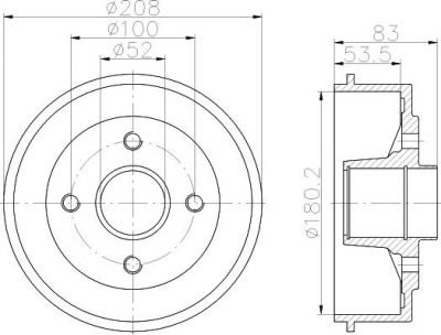 Hella 8DT 355 302-231 тормозной барабан на RENAULT 21 (B48_)