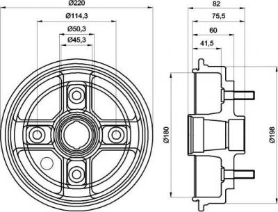 Hella 8DT 355 302-301 тормозной барабан на NISSAN SUNNY I Traveller (B11)