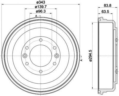 Hella 8DT 355 302-581 тормозной барабан на HYUNDAI H-1 Cargo (TQ)