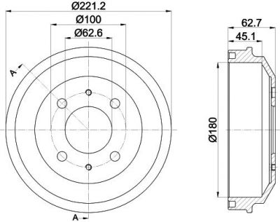 Hella 8DT 355 302-681 тормозной барабан на HYUNDAI ACCENT II седан (LC)