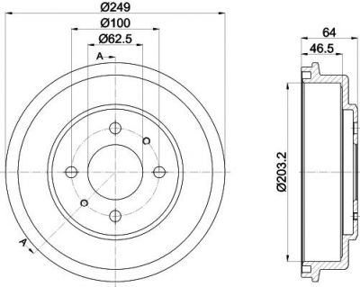 Hella 8DT 355 302-691 тормозной барабан на HYUNDAI ACCENT II седан (LC)