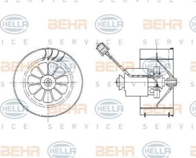 Hella 8EW 009 158-331 вентилятор салона на 3 (E36)