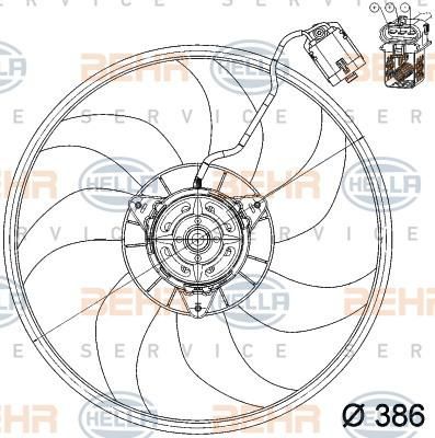 Hella 8EW 351 039-701 вентилятор, охлаждение двигателя на OPEL COMBO Tour