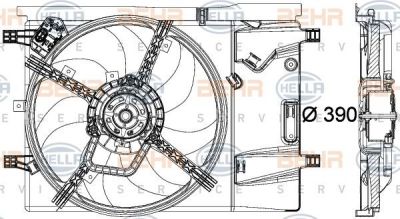 Hella 8EW 351 040-351 вентилятор, охлаждение двигателя на FIAT QUBO (225)