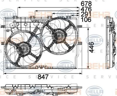 Hella 8EW 351 040-611 вентилятор, охлаждение двигателя на FIAT DUCATO фургон (250, 290)