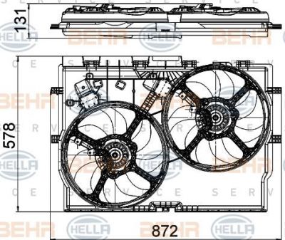 Hella 8EW 351 041-441 Вентилятор радиатора FIAT DUCATO 2.3D 390mm