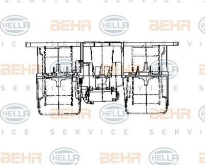 HELLA Электродвигатель отопителя в сборе с крыльчаткой MB Actros I (8EW009158-071)