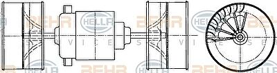 HELLA Электродвигатель отопителя салона в сборе с крыльчаткой MAN F90, L, M2000 (8EW009160-021)