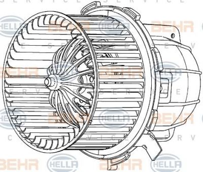 HELLA Мотор отопителя AUDI A4/A5 07- (8K1 820 021 C, 8EW351040-251)