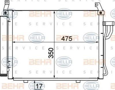 Hella 8FC 351 001-211 конденсатор, кондиционер на HYUNDAI i10 (PA)