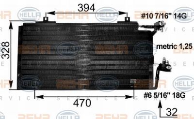 Hella 8FC 351 035-611 конденсатор, кондиционер на AUDI 90 (89, 89Q, 8A, B3)