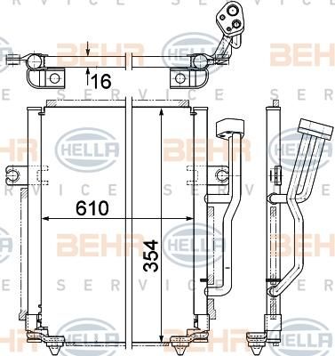 Hella 8FC 351 036-661 конденсатор, кондиционер на VOLVO V40 универсал (VW)