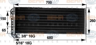 Hella 8FC 351 300-081 конденсатор, кондиционер на MAN F 90