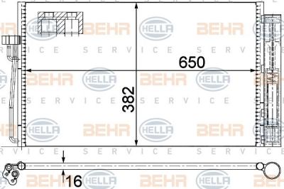 Hella 8FC 351 301-334 конденсатор, кондиционер на 7 (E65, E66, E67)