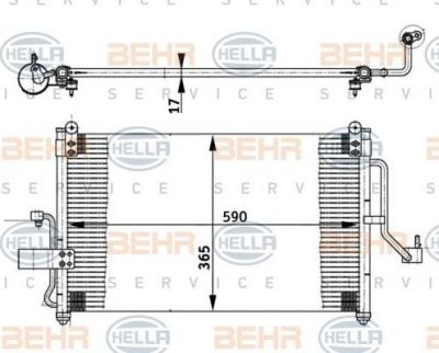 Hella 8FC 351 302-021 конденсатор, кондиционер на DAEWOO NUBIRA седан (KLAJ)