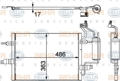 Hella 8FC 351 302-481 конденсатор, кондиционер на OPEL MERIVA