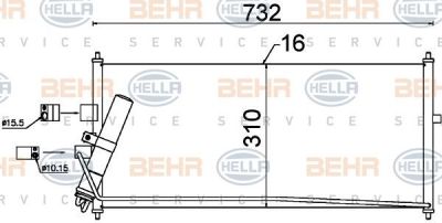 Hella 8FC 351 302-521 конденсатор, кондиционер на NISSAN PRIMERA (P12)
