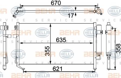 Hella 8FC 351 304-141 конденсатор, кондиционер на SUBARU FORESTER (SG)