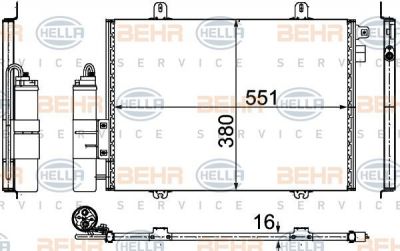 Hella 8FC 351 307-711 конденсатор, кондиционер на RENAULT CLIO II (BB0/1/2_, CB0/1/2_)