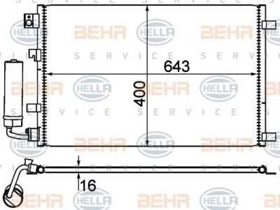 Hella 8FC 351 310-121 конденсатор, кондиционер на NISSAN QASHQAI / QASHQAI +2 (J10, JJ10)