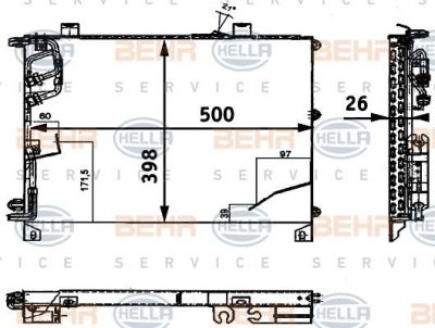 Hella 8FC 351 317-231 конденсатор, кондиционер на 6 (E24)