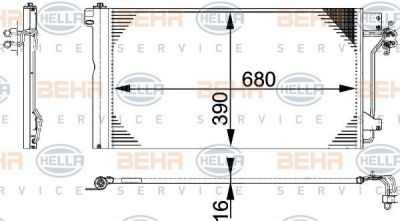 Hella 8FC 351 317-654 конденсатор, кондиционер на VW MULTIVAN V (7HM, 7HN, 7HF, 7EF, 7EM, 7EN)